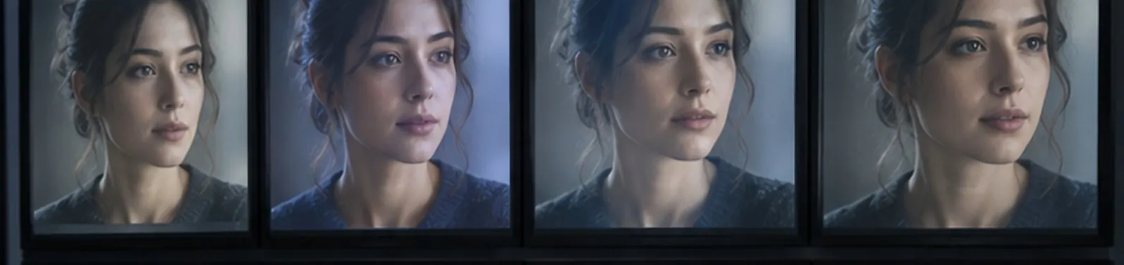 One face rendered four ways, side by side, for comparison